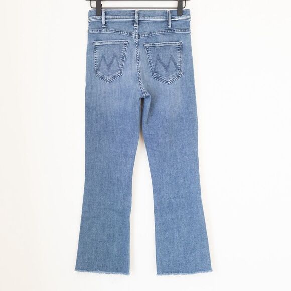 MOTHER Mid Blue Frayed Hem Flare Jeans - Picture 4 of 11